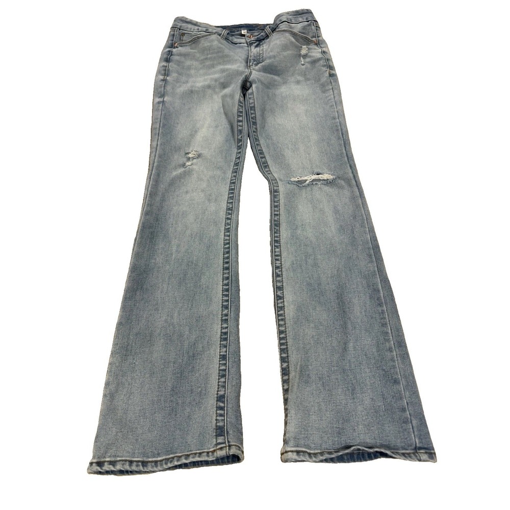 Seven7 Tummyless High Rise Slim Boot Jeans – Size 10 Light Wash Distressed